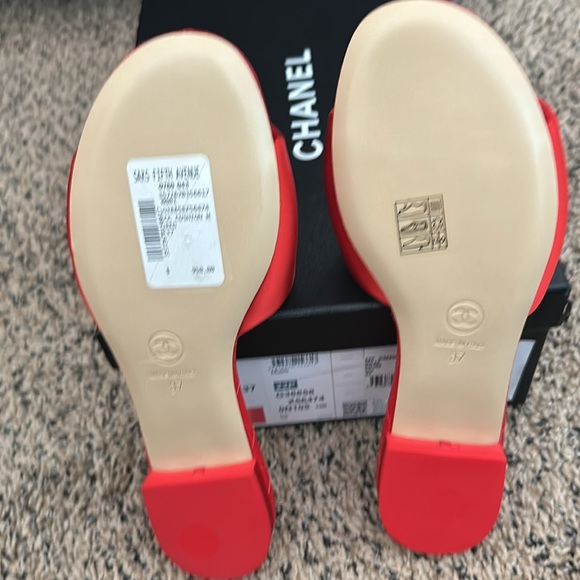 Red Chanel Mules (never worn) - Picture 3 of 5